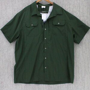 DK Shirt Mens 3XL Brown Short Sleeve Button Down Outdoor Hiking Polyester NWT